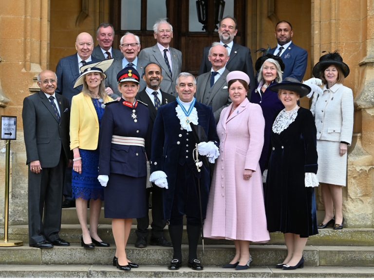 High Sheriff of Bedfordshire Ismail Anilmis DL (c) with His Majesty's Lord-Lieutenant of Bedfordshire (l) and former High Sheriffs. Image: The office of the High Sheriff of Bedfordshire.