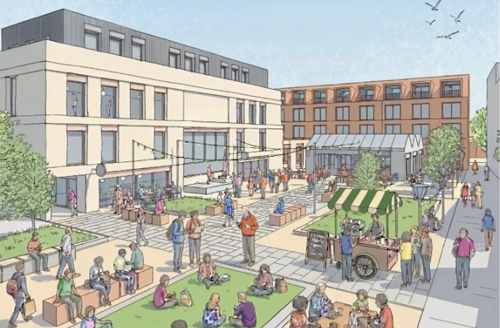 Mayes Yard, Bedford Town Centre artist’s impression. Image: Cityheart.