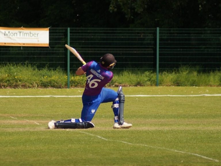 Bedfordshire CCC's Patrick Harrington batting in a T20 in Wales in May 2026