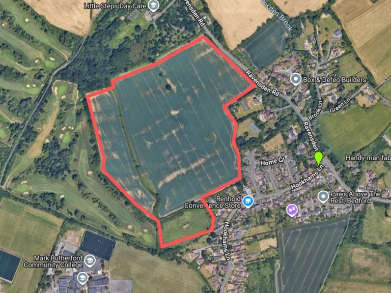 Proposal for up to 330 new home at Salph End. Image: Screenshot Google MyMaps Map Data (C)2026 Imagery (C)2026 Airbus, Maxar Technologies