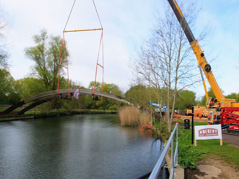 Queens Bridge demolition screenshot from timelapse film Image Bedford Borough Council