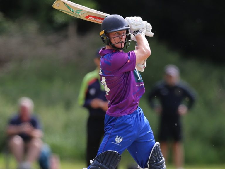 Jamie Dunk batting against Buckinghamshire at Leighton Buzzard CC in May 2026