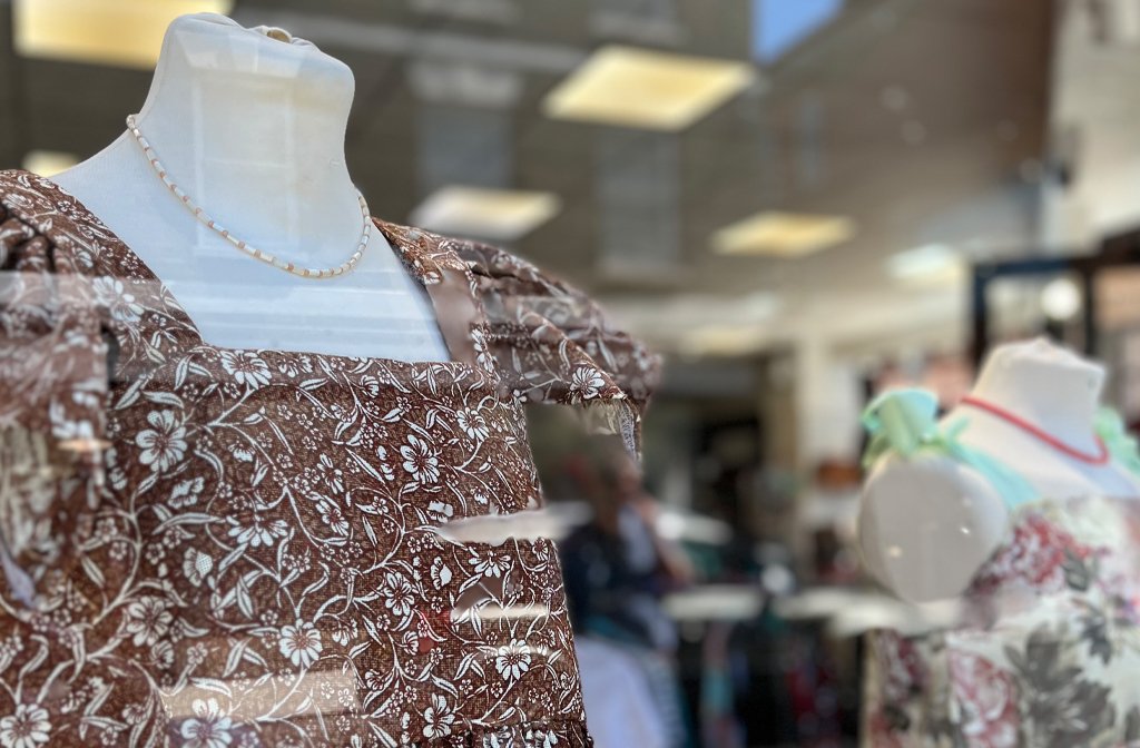 One of the repurposed designs using fabric from the Salvation Army charity shop. Image Emma Talbot
