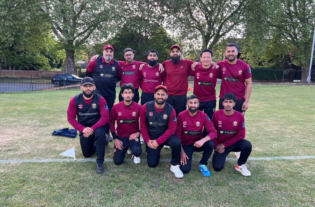 A Queen's Park Westfield 1st XI squad photo, in their maroon Sunday kits.