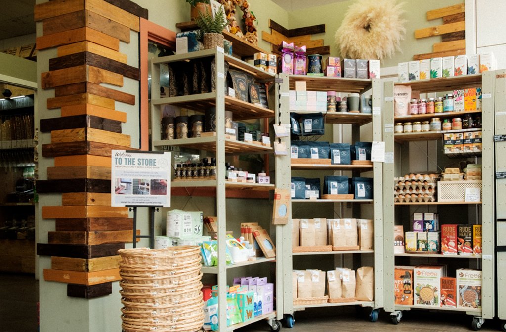 Shelves full of products at the entrance The Store on St Cuthbert's Street. Image Cameron Scrimgeour