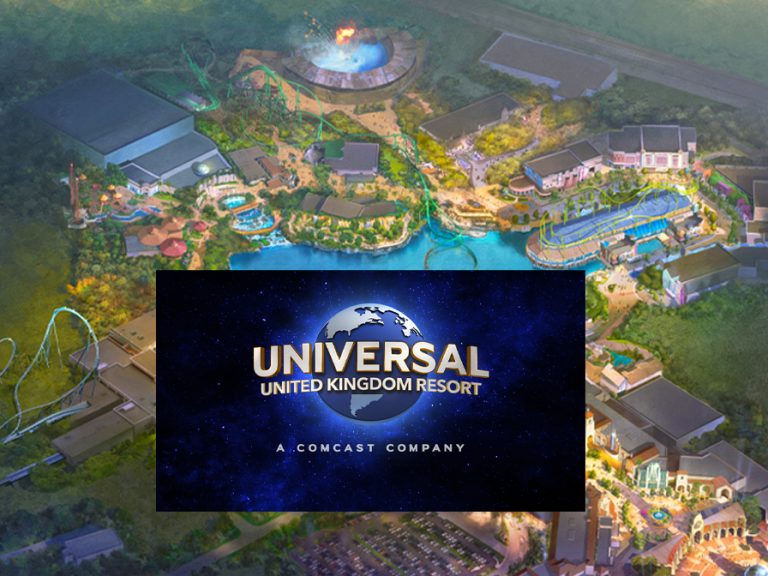 An artist's impression of the Universal UK Resort with the new logo