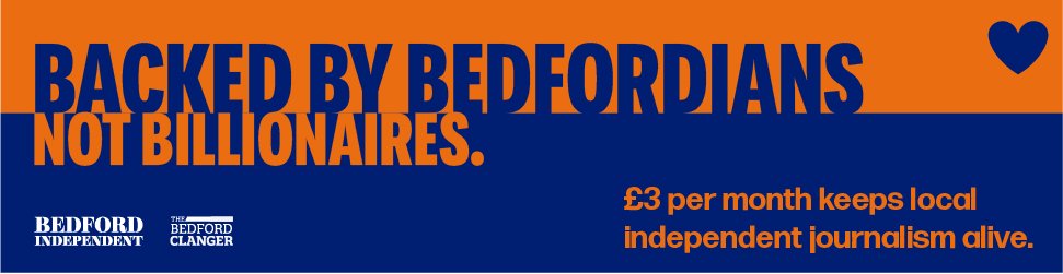 Back by Bedfordians not Billionaires O&B supporters banner