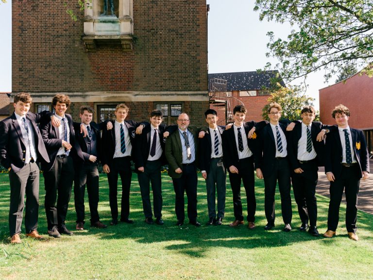 Bedford School's International Baccalaureate Cohort of 2026 pictured on the school grounds. Image Bedford School