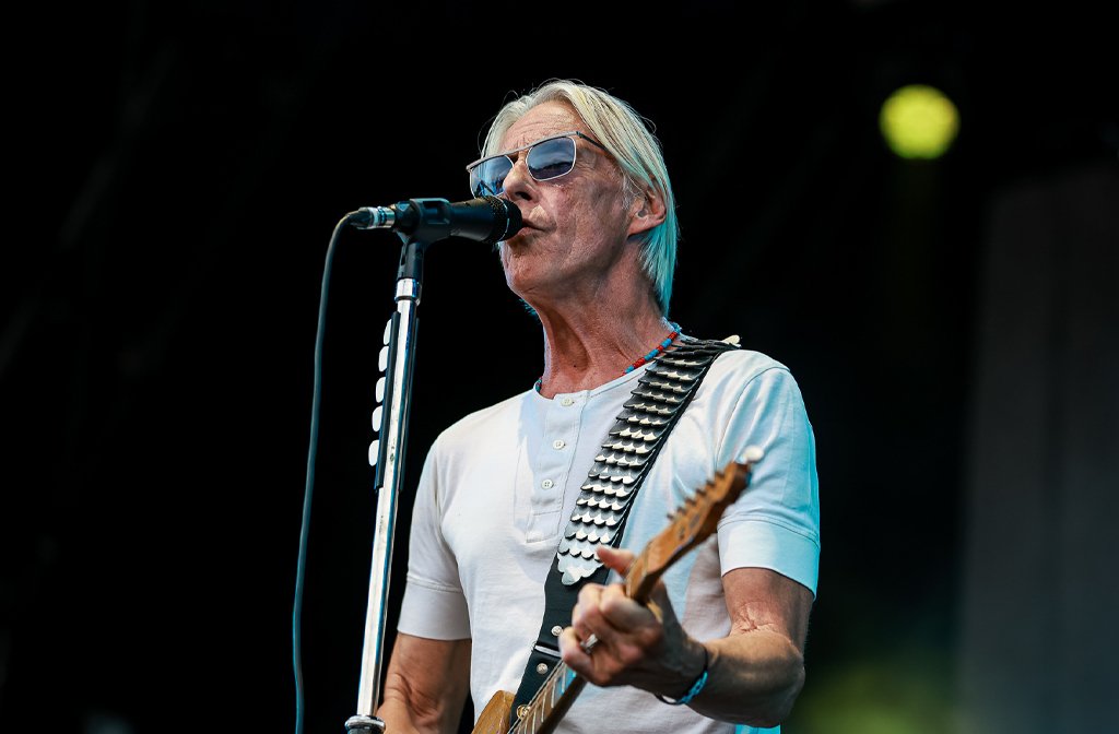 Paul Weller on stage at Bedford Summer Sessions in Bedford Park 2026