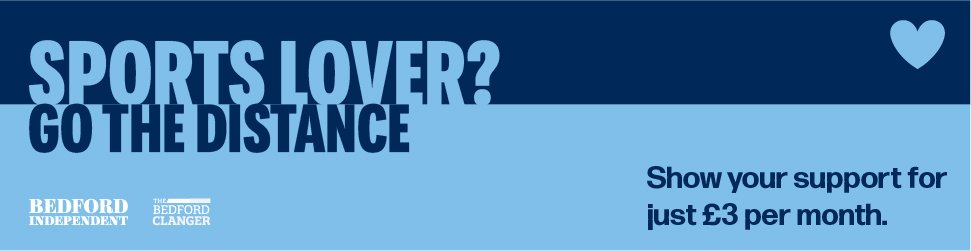 Sports lover go the distance Bedford Blues supporters banner