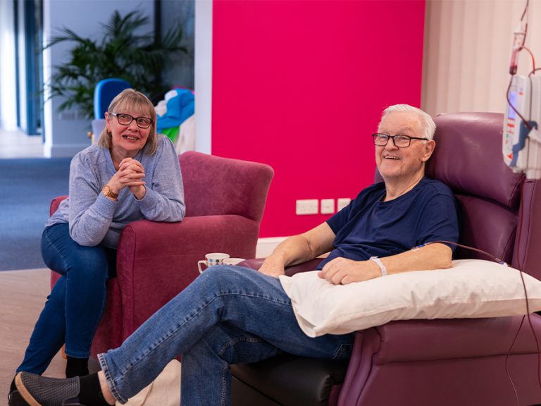 An older man receiving treatment at Keech Hospice.
