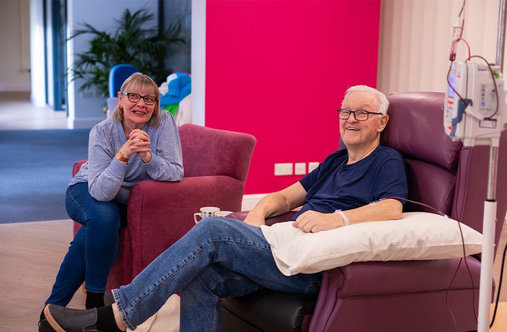 An older man receiving treatment at Keech Hospice.