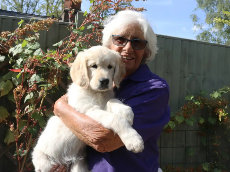 Canine Partners training volunteer with puppy