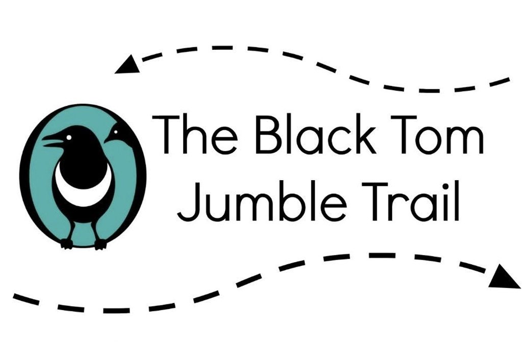 The poster for the Black Tom Jumble Trail featuring a magpie and arrows