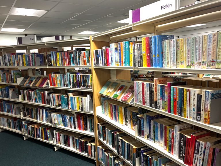 Books on the shelves of one of the libraries in Bedford Borough. Image Bedford Borough Council