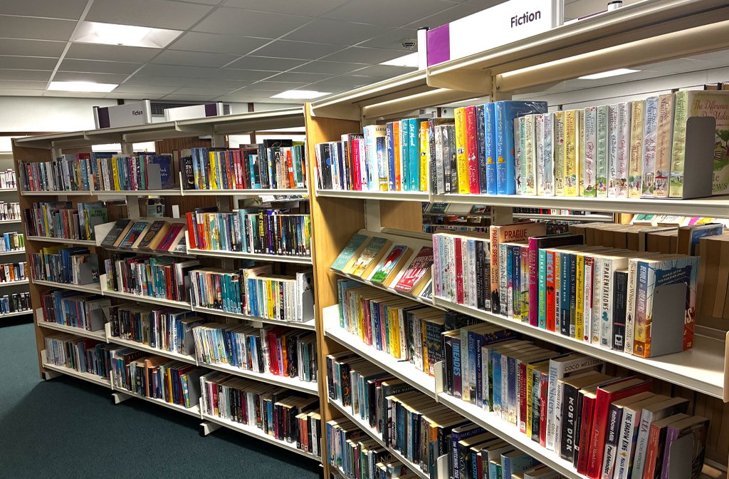 Books on the shelves of one of the libraries in Bedford Borough. Image Bedford Borough Council