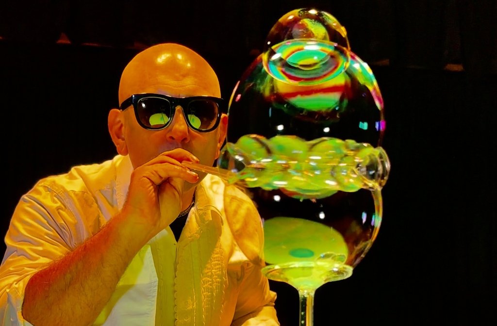 The Ultimate Bubble Man blowing a huge bubble