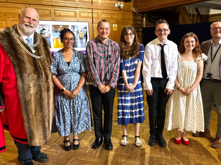 Tom Wootton Aimee Fowler (Bedford College) Ewan Hartup Sophie Plummer Jonah Fielden Daisy Howden (Bedford College) Chris Morris at the Supported Internships celebration