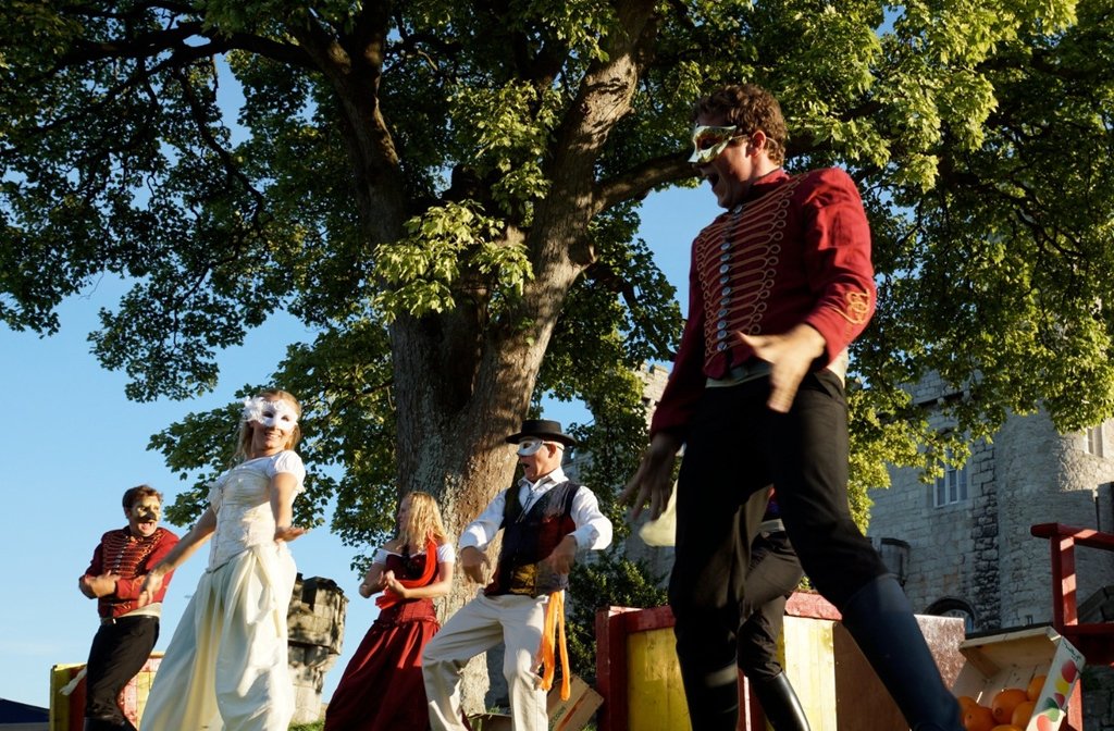 Open air performance of A Midsummer Night's Dream in the grounds of a castle