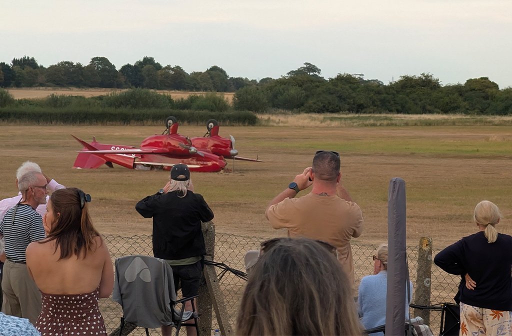 The De Havilland DH-88 Comet Racer after crash landing at Shuttleworth's Old Warden Aerodrome on Saturday, 15 August 2026. Image: Alasdair Simmons.