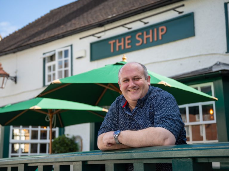 The Ship general manger Jim Drakeford outside the newly refurbished pub. Image Greene King