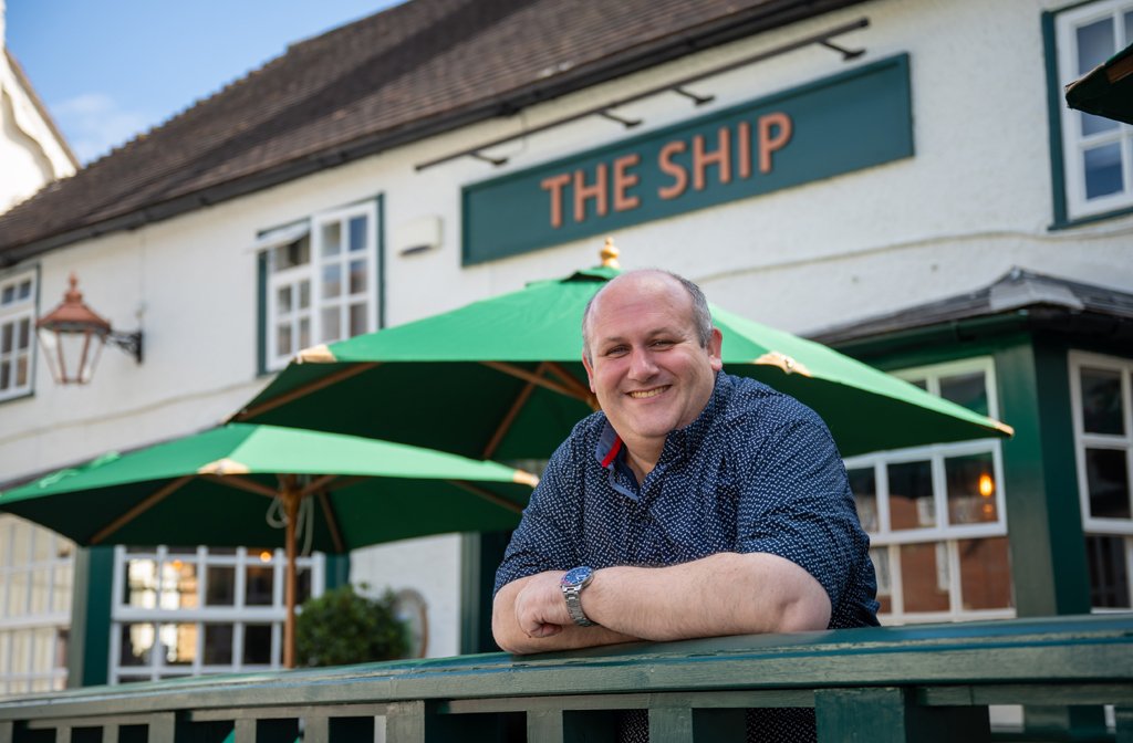 The Ship general manger Jim Drakeford outside the newly refurbished pub. Image Greene King